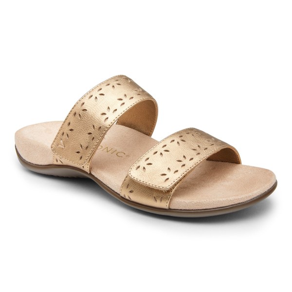 Vionic Sandals Ireland - Randi Slide Sandal Gold - Womens Shoes In Store | OXHQS-2478